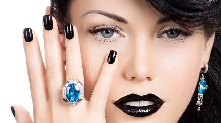 Manicure with black lacquer